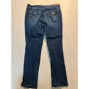 Levis 505 Straight Leg Jeans Womens 14M Blue Denim Mid Rise Flap Pocket 505-0158